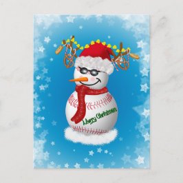 Baseballschneemann mit den üblichen Snacks Postkarte