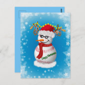 Baseballschneemann mit den üblichen Snacks Postkarte (Vorne/Hinten)