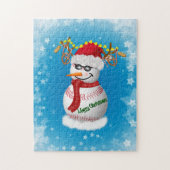 Baseballschneemann mit den üblichen Snacks Puzzle (Vertikal)