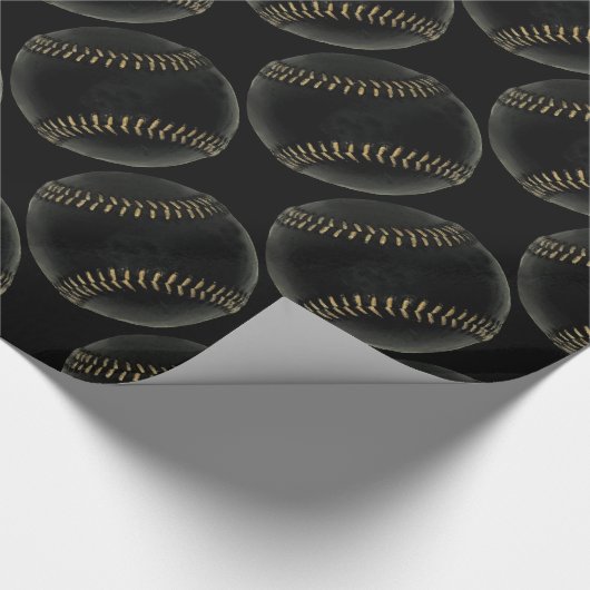 Baseballschwarz Geschenkpapier (Ecke)