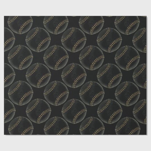 Baseballschwarz Geschenkpapier (Flach)