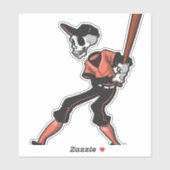 Baseballskelettdesign für Baseballspieler Aufkleber (Blatt)