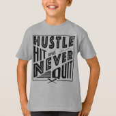 Baseballsoftball-Gedränge-Schlag u. verließ nie T-Shirt (Vorderseite)