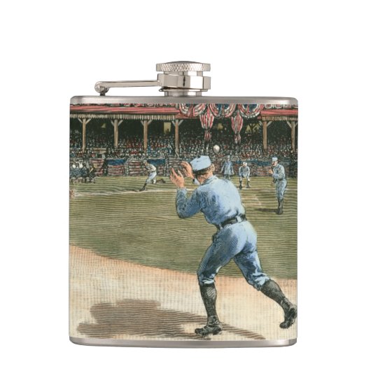 Baseballspiel der Nationalliga 1886 Flachmann (Vorderseite)