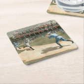 Baseballspiel der Nationalliga 1886 Rechteckiger Pappuntersetzer (angewinkelt)