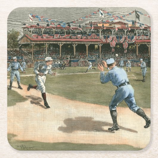 Baseballspiel der Nationalliga 1886 Rechteckiger Pappuntersetzer (Vorderseite)