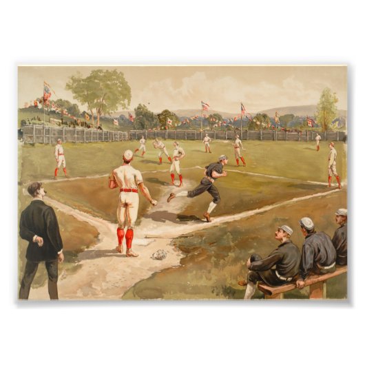 Baseballspiel der Vintagen 1800er Fotodruck (Vorne)