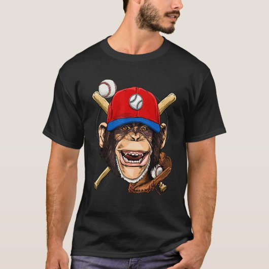 Baseballspieler Affengesicht Werfer Fänger Baseba T-Shirt (Vorderseite)