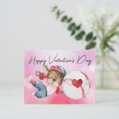 Baseballspieler am Valentinstag Postkarte (Stehend Vorderseite)