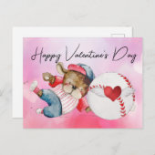 Baseballspieler am Valentinstag Postkarte (Vorne/Hinten)