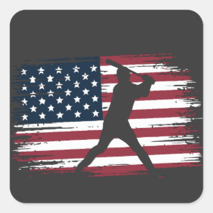 Baseballspieler Amerikanische Flagge USA Camouflag Quadratischer Aufkleber