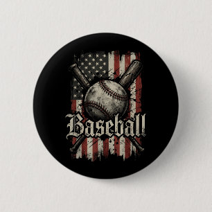 Baseballspieler Amerikanische Flagge USA Patriotis Button