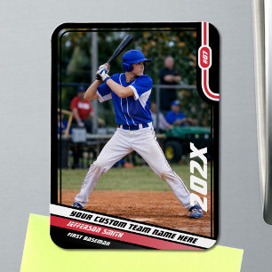 Baseballspieler Benutzerdefiniert Rot Magnet