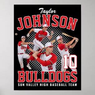 Baseballspieler benutzerdefiniertes Foto Retro Boo Poster