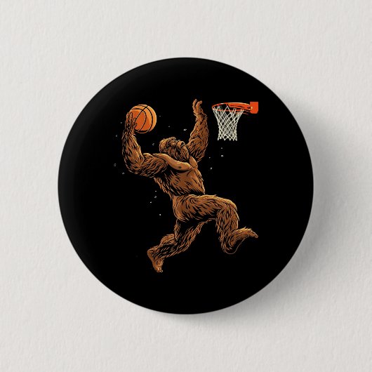 Baseballspieler Bigfoot Lustiger Sasquatch Bball Button (Vorderseite)