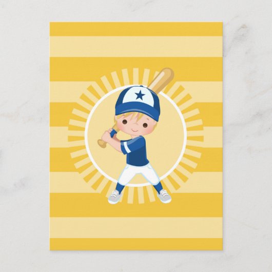Baseballspieler - Blonder Junge Postkarte (Vorderseite)
