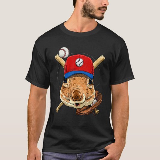 Baseballspieler Eichhörnchen Werfer Fänger Basebal T-Shirt (Vorderseite)