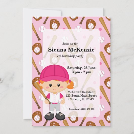 Baseballspieler Einladung (Vorderseite)
