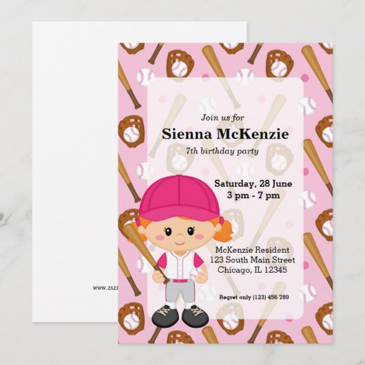 Baseballspieler Einladung (Vorne/Hinten)