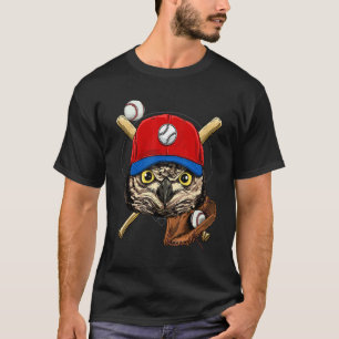 Baseballspieler Eule Vogel Werfer Fänger Baseball  T-Shirt