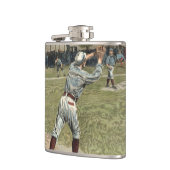 Baseballspieler in zweiter Base ausgeworfen Flachmann (Links)