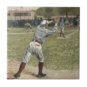 Baseballspieler in zweiter Base ausgeworfen Fliese