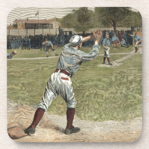 Baseballspieler in zweiter Base ausgeworfen Getränkeuntersetzer