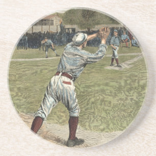 Baseballspieler in zweiter Base ausgeworfen Getränkeuntersetzer