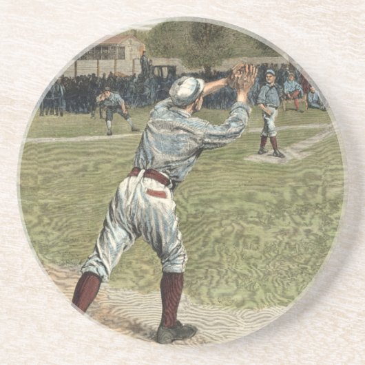 Baseballspieler in zweiter Base ausgeworfen Getränkeuntersetzer (Vorne)