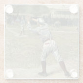 Baseballspieler in zweiter Base ausgeworfen Glasuntersetzer (Rückseite)