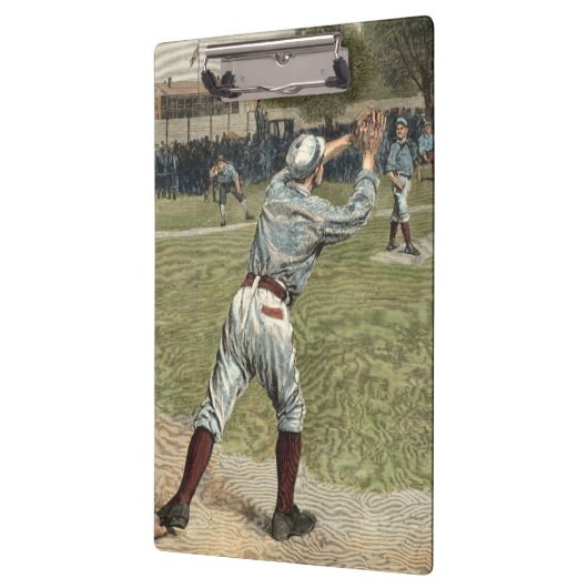 Baseballspieler in zweiter Base ausgeworfen Klemmbrett (Links)