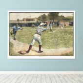 Baseballspieler in zweiter Base ausgeworfen Leinwanddruck (Insitu (Holzboden))
