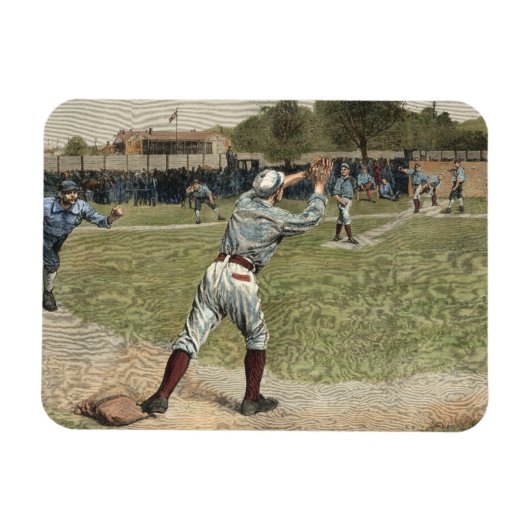 Baseballspieler in zweiter Base ausgeworfen Magnet (Horizontal)