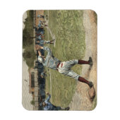 Baseballspieler in zweiter Base ausgeworfen Magnet (Vertikal)