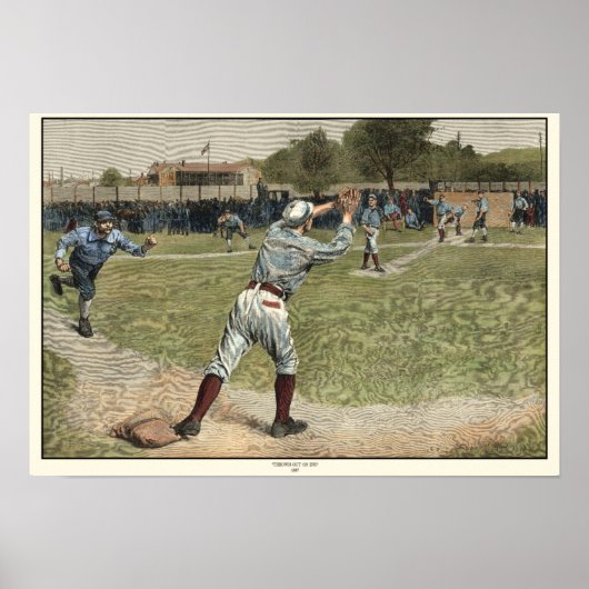 Baseballspieler in zweiter Base ausgeworfen Poster (Vorne)