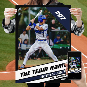 Baseballspieler individuell geschenkt Schwarz Weiß Poster