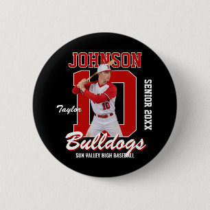 Baseballspieler individuell gestaltetes Foto-Triko Button