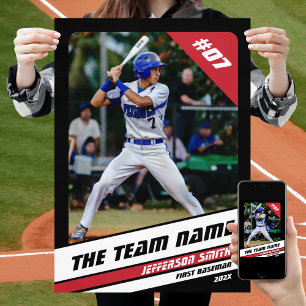 Baseballspieler individuelles Geschenk Schwarz Wei Poster