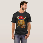 Baseballspieler Löwe  Pitcher Catcher Baseball Tra T-Shirt (Vorne ganz)