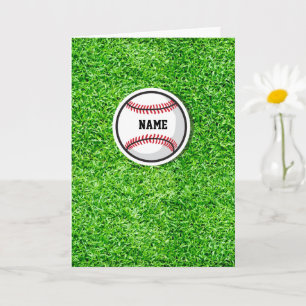 Baseballspieler NAME Ball Grünes Gras Karte