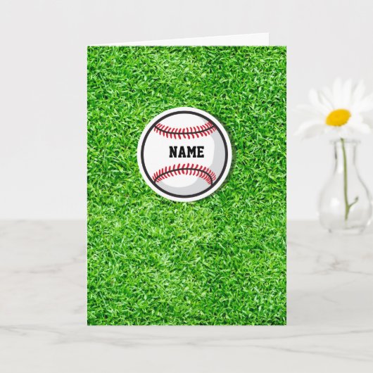 Baseballspieler NAME Ball Grünes Gras Karte (Kleine Pflanze)