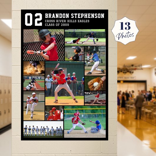 Baseballspieler Name Nummer 13 Fotocollage Poster