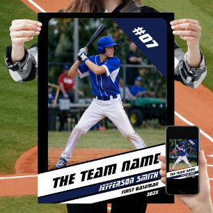 Baseballspieler-Personalisiertes Geschenk Schwarz Poster