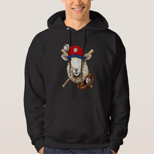 Baseballspieler Schaf Lamm Werfer Fänger Baseball Hoodie (Vorderseite)