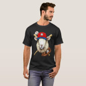 Baseballspieler Schaf Lamm Werfer Fänger Baseball T-Shirt (Vorne ganz)