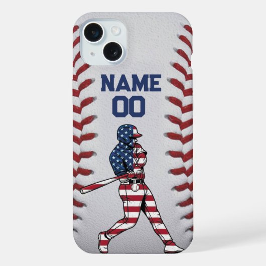 Baseballspieler-Schlagmann mit anpassbarer Nummer iPhone Hülle (Rückseite)