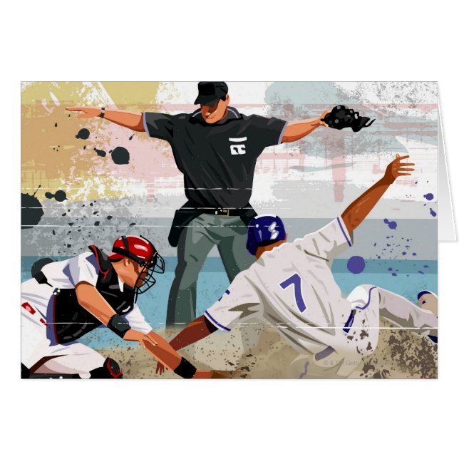 Baseballspieler sicher auf Zuhause (Vorderseite (Horizontal))