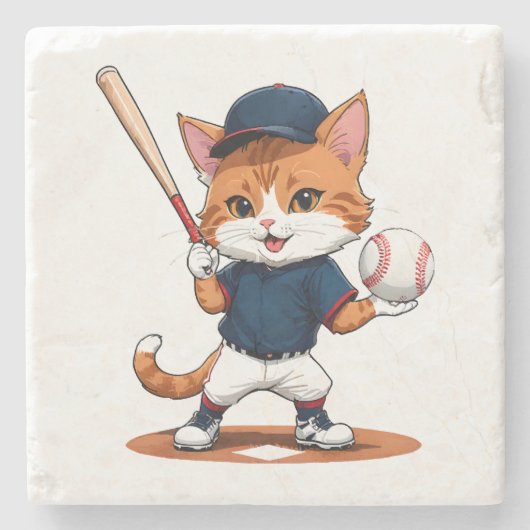 Baseballspieler Steinuntersetzer (Vorderseite)