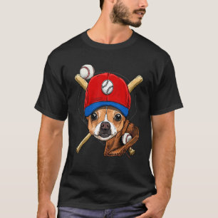 Baseballspieler trainiert Chihuahua Haustier Hund T-Shirt