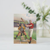 Baseballspieler Vintage Poster Postkarte (Stehend Vorderseite)